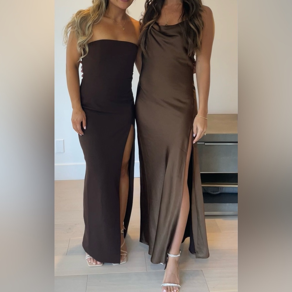 Meshki Strapless Brown Dresses